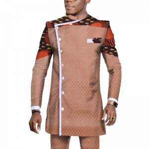 African Men Dashiki Outfits with Long Sleeve Shirt Suit Ankara Pants 2 Pieces Set WYN1065