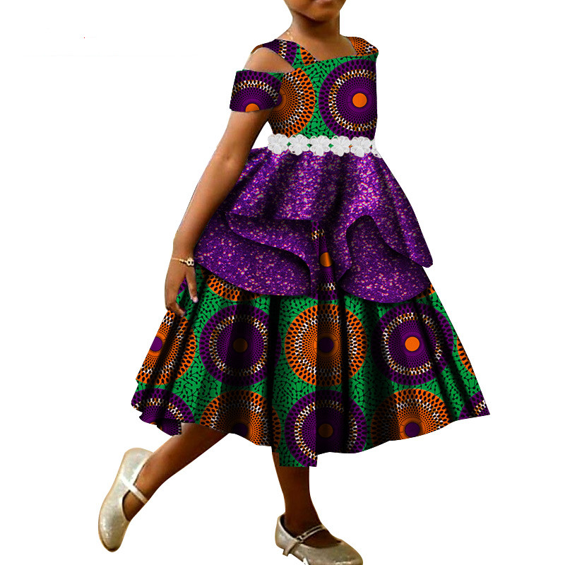 Wholesale African Cultural Attire - Summer African Princess  Girls Dress for African Dashiki Wax Print WYT454 – AFRICLIFE