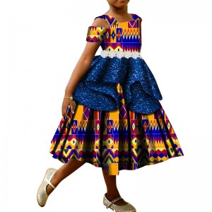 Summer African Princess  Girls Dress for African Dashiki Wax Print WYT454