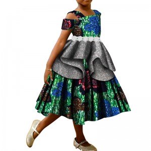 Summer African Princess  Girls Dress for African Dashiki Wax Print WYT454