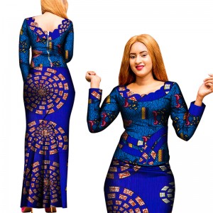 2 Pcs Skirt and Top Set African Clothes for Women African Print Floral Long Sleeve Blouse and Long Skirt Ankara Outfit WY8008