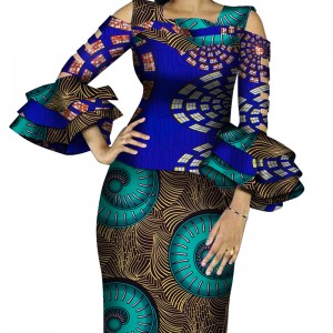 Custom African fashion women’s two-piece set with designer blouse and skirt WY4300