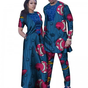 African Dashiki Traditional Couples Clothes for DIY Women Long Dress and Men Long Sleeve Pant Suits WYQ286