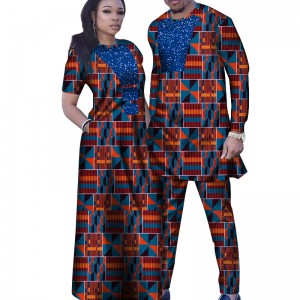 African Dashiki Traditional Couples Clothes for DIY Women Long Dress and Men Long Sleeve Pant Suits WYQ286