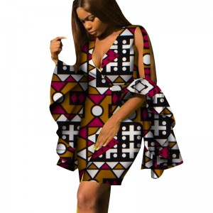 Women Clothing African Dresses for Women Print Draped Ankara Party Dresses WY4281