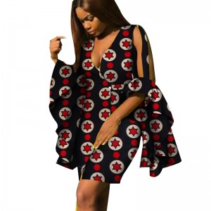 Women Clothing African Dresses for Women Print Draped Ankara Party Dresses WY4281