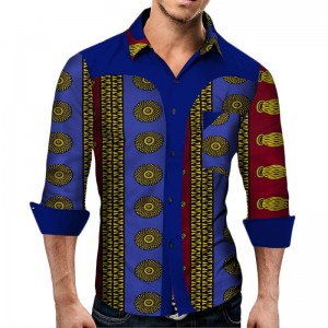 Plus Size Dashiki Tops African Men Print Shirt for Long Sleeve Casual Style Tops WYN349