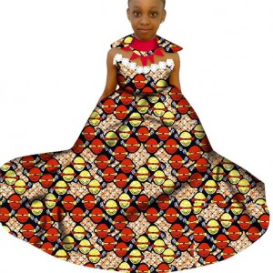 Kids African Wax Print Party Ball Gown Children Girls Princess Dress with WYT293