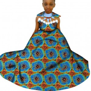 Kids African Wax Print Party Ball Gown Children Girls Princess Dress with WYT293