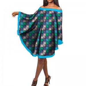 African Dresses for Women African Print Bat Sleeve Slash Neck Anakra Dress WY153