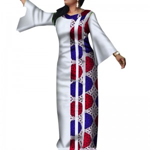 Straight African Dresses for Women Plus Size Dashiki Bazin Riche Patchwork Long Maxi Traditional Clothing WY5634