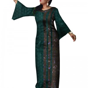 Straight African Dresses for Women Plus Size Dashiki Bazin Riche Patchwork Long Maxi Traditional Clothing WY5634