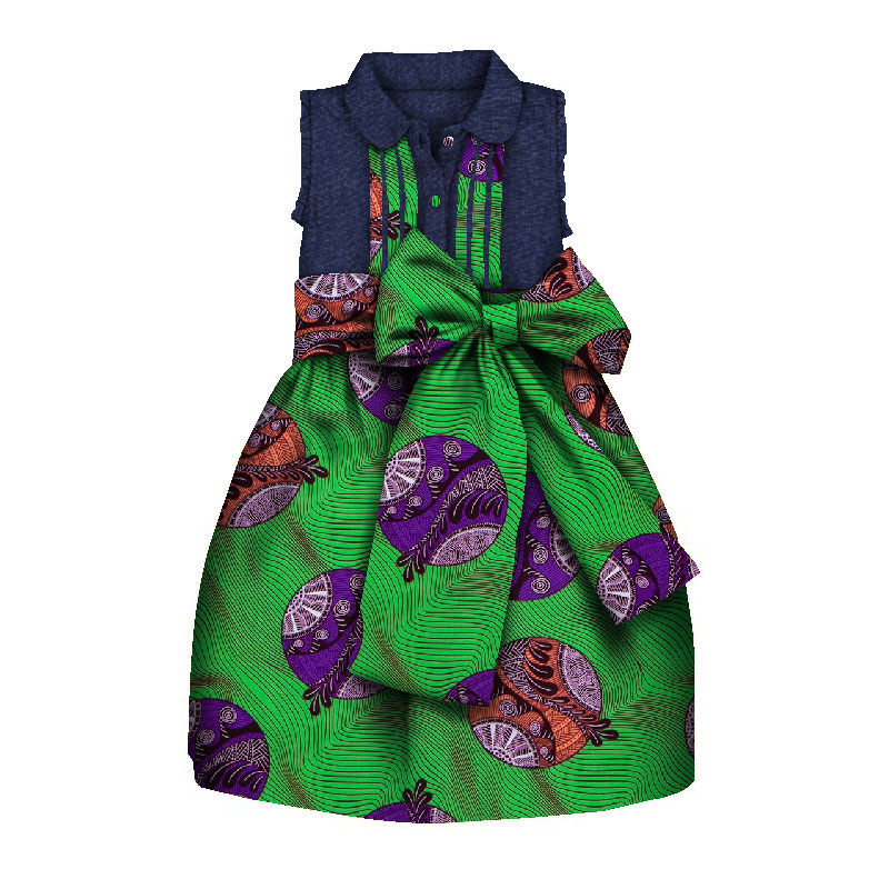 Children Girls African Clothes Sleeveless Dresses for Kids Girls Africa Print Cute Party Dress with Big Bowknot WYT259 Featured Image