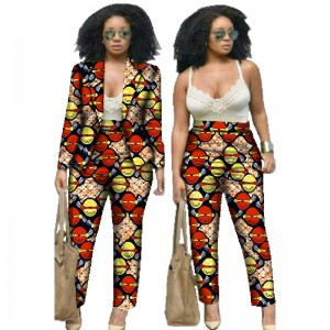 Women Spring Dashiki Pant and Crop Top Autumn African Print 2 Piece Set African Clothing for Lady WY019