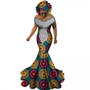 African Dresses Women Sexy Slash Neck Party Long Dresses for WY1860