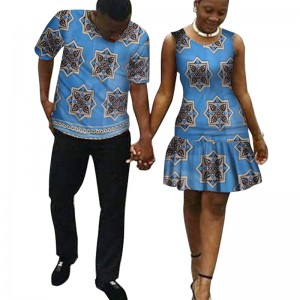dashiki Plus Size Couple Clothes for Men Short Sleev T-shirt and Women Skirt WYQ49