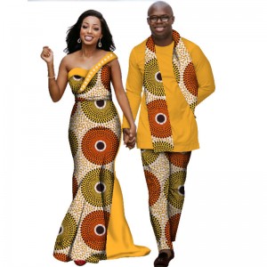African Lover Couples Clothes Print Dresses For Shirt and Pants Sets WYQ139