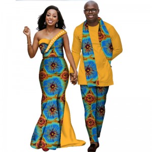 African Lover Couples Clothes Print Dresses For Shirt and Pants Sets WYQ139