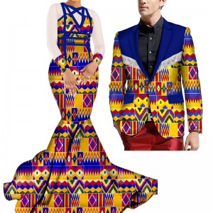 African Bazin Riche Dresses for Couples Mermaid Dashiki African Couple Clothing 2 Pieces Set WYQ275