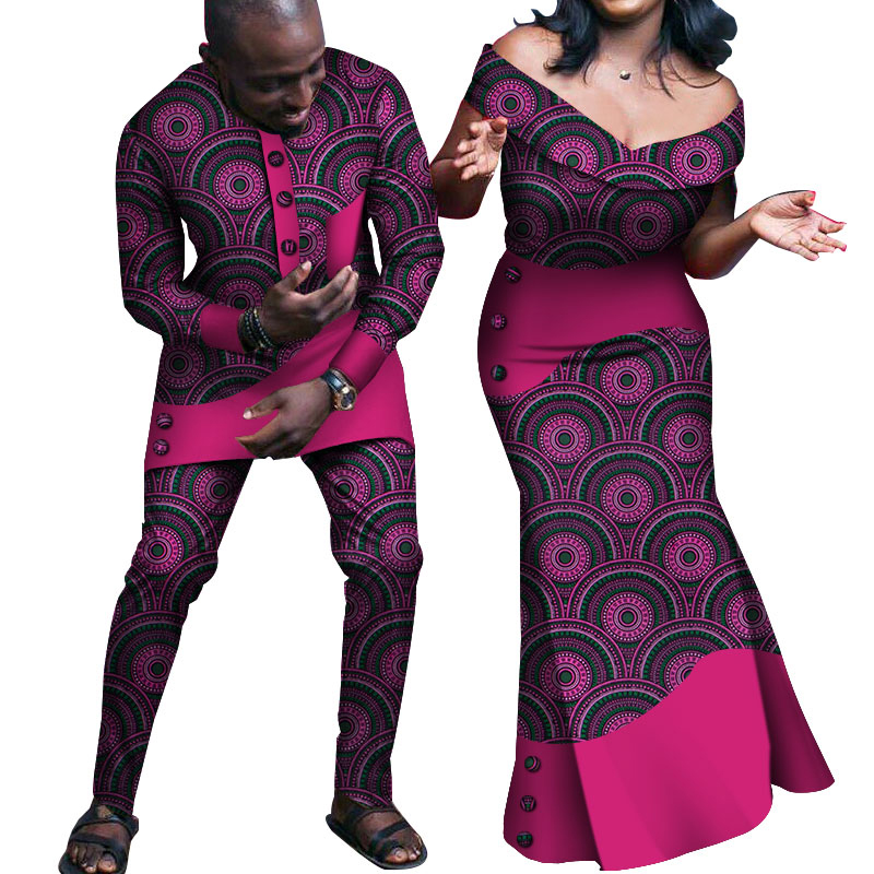 African Couples Clothing for Couples Customized Wax Cotton African Couple Clothes WYQ237 Featured Image