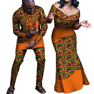 African Couples Clothing for Couples Customized Wax Cotton African Couple Clothes WYQ237