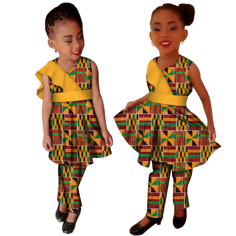 Vestidos Dashiki African bazin riche Wax Print Splice African Clothing Dresses with WYT124
