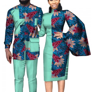 African Dashiki Couples attire outfits for Women dresses and men’s Shirt and Pants Sets WYQ312