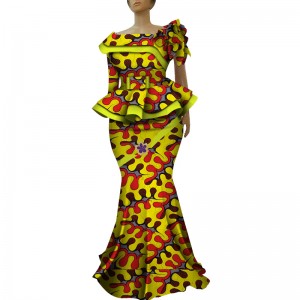 African Ankara Print Skirt Set Unique Handmade Mermaid Skirt and Top Set for WY5236