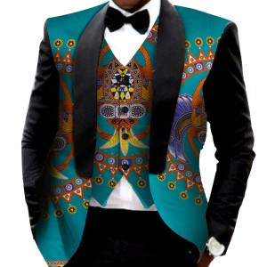 Mens Printed Blazer Jacket + Vest African Clothes for Fashion Slim Suits WYN176