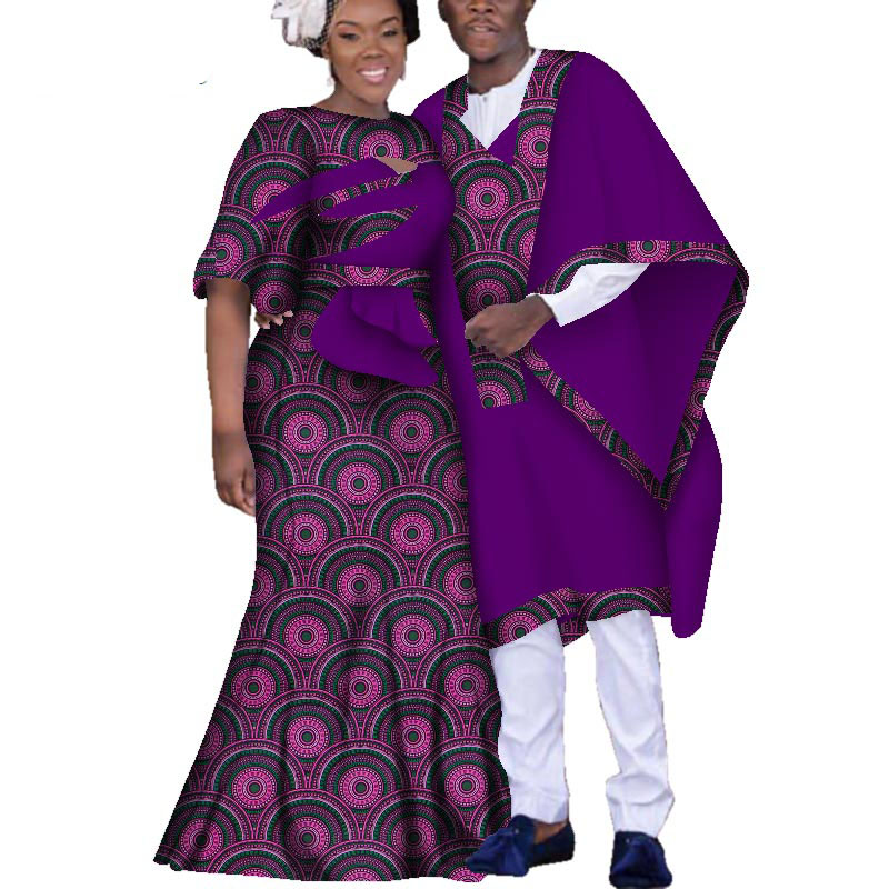 Dashiki African Couple Clothing for Men Robe and Women Party Dress  WYQ151