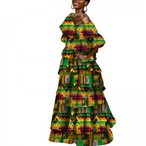 2 Pieces Set African Outfits for Women Print Blouse and Long Skirts WY8555