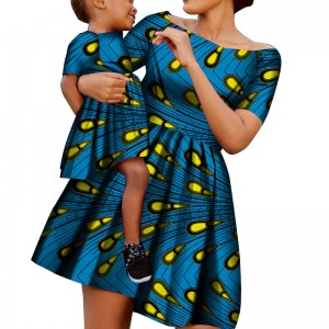 Bady Girl and Mother Summer Clothing Simple African Wax Print Cotton Family Clothing WYQ490