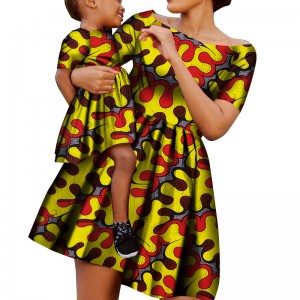 Bady Girl and Mother Summer Clothing Simple African Wax Print Cotton Family Clothing WYQ490