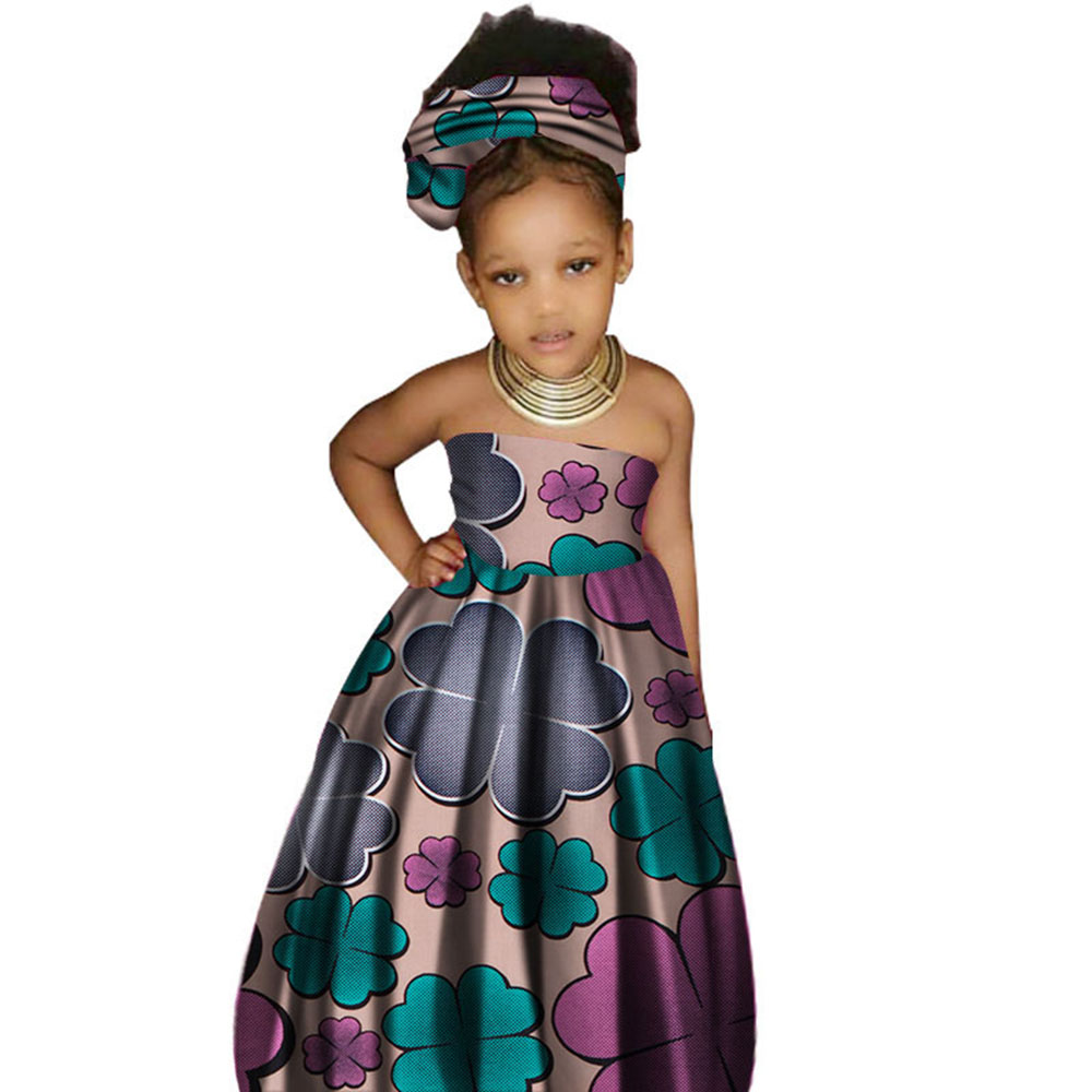 African Dashiki Kids Clothing for Traditional 100% wax Cotton Print Clothing Children Dresses WYT62 Featured Image