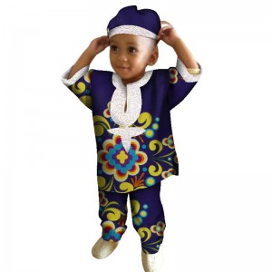 African Clothes for Kids Short Sleeve Shirt Tops and Pants and Hats with WYT253