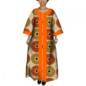 Bazin Casual A-Line Long Dress Plus Size African Dresses Women Fashion Design African Dashiki Traditional Lady Clothing WY4095
