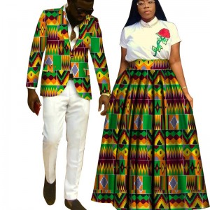 African Print Tutu Skirts and Mens Jacket Blazer 2 Pieces Lover Couples Clothes for African Style Clothing WYQ204