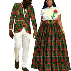 African Print Tutu Skirts and Mens Jacket Blazer 2 Pieces Lover Couples Clothes for African Style Clothing WYQ204