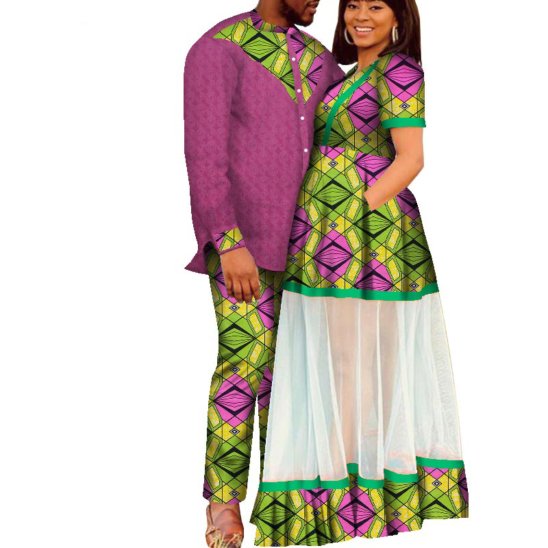 Manufacturer of Couples African Print Outfits - Men Sets and women’s clothing for traditional african clothing couples clothing WYQ655 – AFRICLIFE