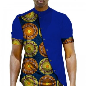 Men African Clothing Dashiki Men Top Shirt for Bazin Riche Patchwork Button Top Shirt WYN22