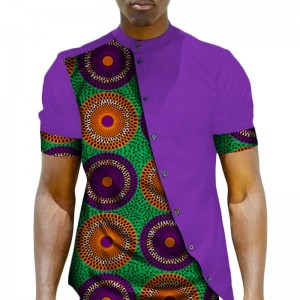 Men African Clothing Dashiki Men Top Shirt for Bazin Riche Patchwork Button Top Shirt WYN22