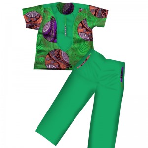 Boys Clothes African Short Sleeves Plus Solid Color Long Pant WYT116