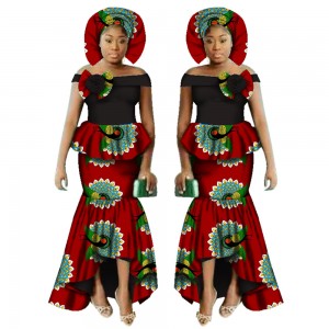New African Dashiki Print Clothing sets Two Pieces Short Sleeve Tops for WY2521