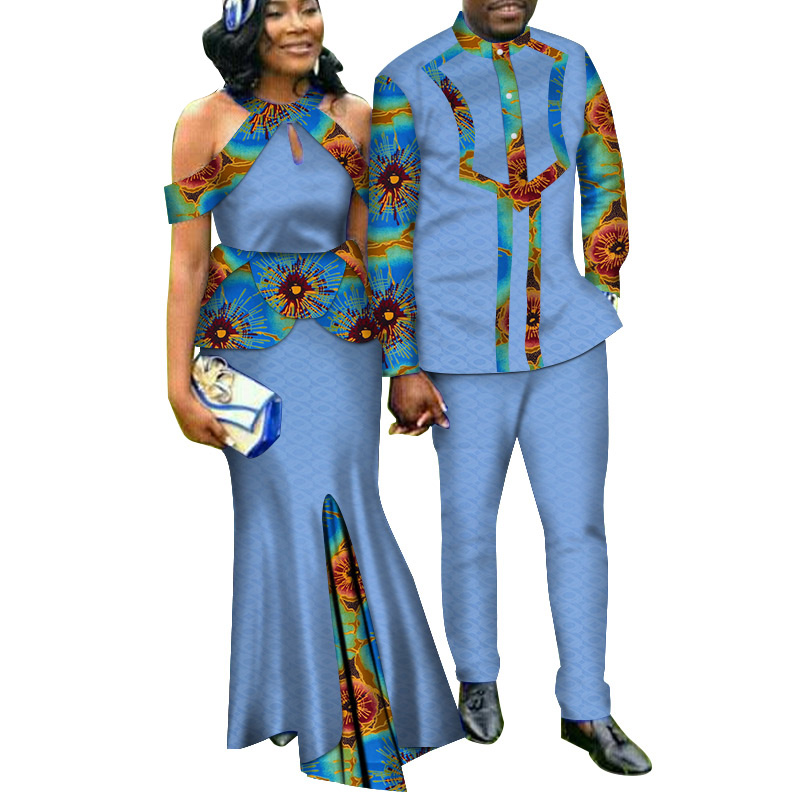 two Piece Set African Couple Clothing for Print Dashiki Lovers Men’s Suit Women’s Party Dress WYQ188 Featured Image
