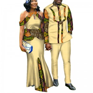two Piece Set African Couple Clothing for Print Dashiki Lovers Men’s Suit Women’s Party Dress WYQ188