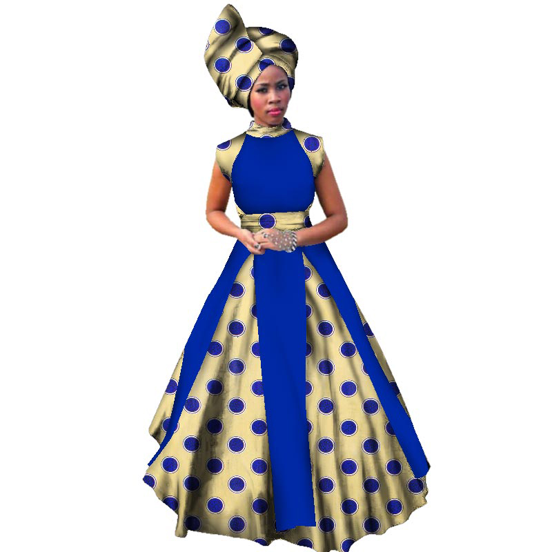 Women’s Long African dress Sleeveless women’s evening dress African scarf dress WY1173 Featured Image