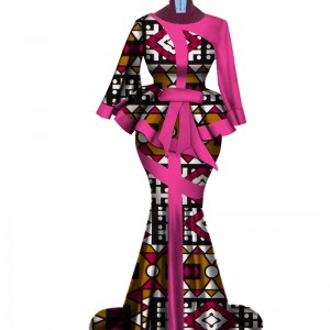 Two Piece Set elegant African Traditional Clothing for Dashiki Crop Top and Skirt Sets WY3792