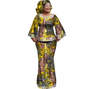 Loose Kanga Dresses for Women Dashiki Traditional Set of 3 pieces Clothing WY2372