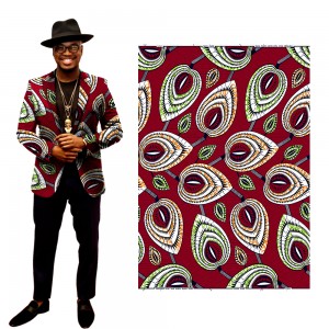 Wholesale African Wax Prints Fabric Red Background Cotton Materail for Party Dress 6 Yards/Lot Cloth 24FS1051