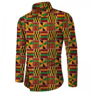 African Men Office Shirts for Ankara Dashiki Tops African Print Jacket WYN622